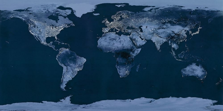 Picture of SATELLITE VIEW OF THE WORLD SHOWING ELECTRIC LIGHTS AND USAGE