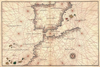 Picture of PORTOLAN OR NAVIGATIONAL MAP OF THE SPAIN, GIBRALTAR AND NORTH AFRICA