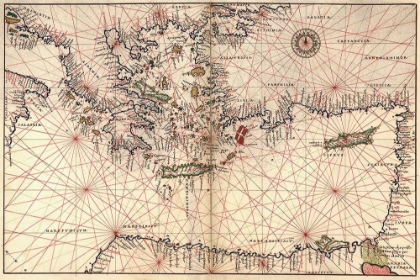 Picture of PORTOLAN OR NAVIGATIONAL MAP OF GREECE, THE MEDITERRANEAN AND THE LEVANT