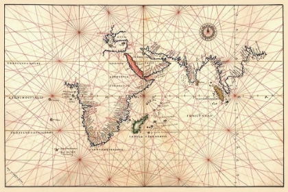 Picture of PORTOLAN MAP OF AFRICA, THE INDIAN OCEAN AND THE INDIAN SUBCONTINENT