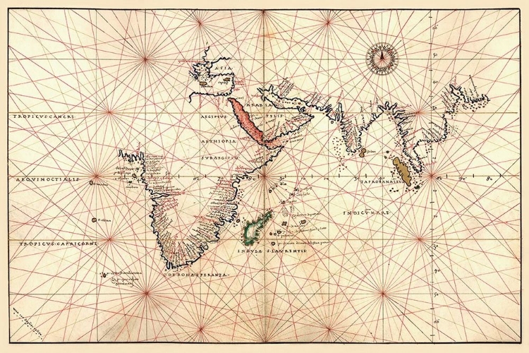 Picture of PORTOLAN MAP OF AFRICA, THE INDIAN OCEAN AND THE INDIAN SUBCONTINENT