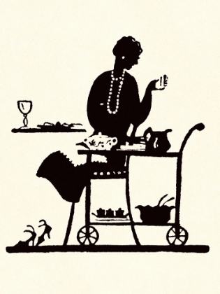 Picture of HOMEMAKER TAKES ITEMS FROM A SERVING CART