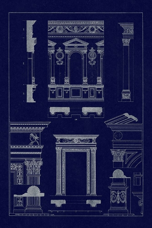 Picture of WINDOW IN THE CORTILE OF DODGES PALACE, PALAZZO VECCHIO, AND SANTA CROCE (BLUEPRINT)