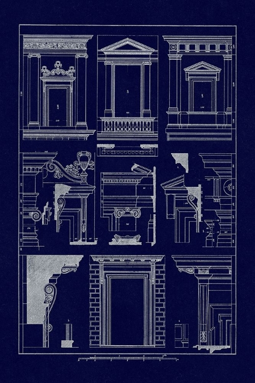 Picture of WINDOWS OF PALAZZO NON FINITO, PALACE AND HOUSE AT ROME (BLUEPRINT)