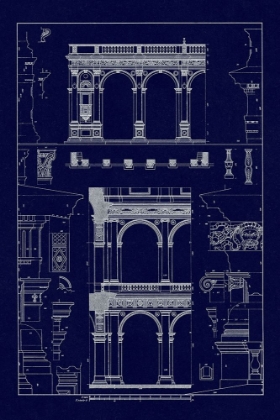 Picture of PORCH OF THE CATHEDRAL OF SPOLETO AND ARCADE FROM PALAZZO FARNESE (BLUEPRINT)
