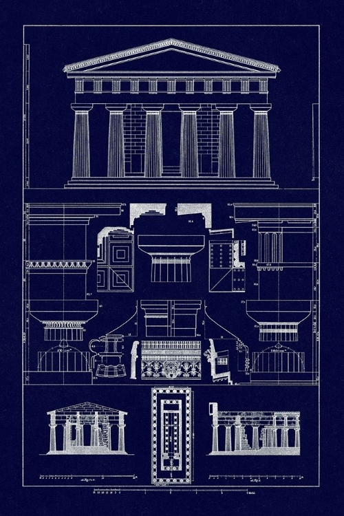 Picture of TEMPLE OF POSEIDON AT PAESTUM (BLUEPRINT)