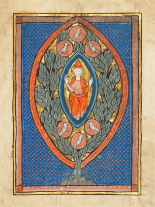 Picture of A MAN ENTHRONED WITHIN A MANDORLA IN A TREE