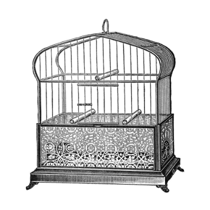 Picture of ETCHINGS: BIRDCAGE - ONION-PEAK TOP, FILIGREE PATTERN BASE