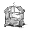Picture of ETCHINGS: BIRDCAGE - GABLE TOP, FLORAL BASE.