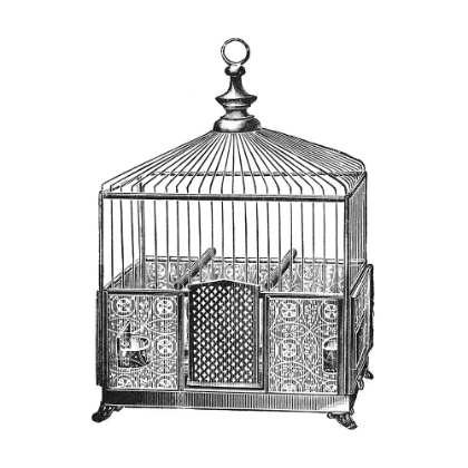 Picture of ETCHINGS: BIRDCAGE - PYRAMIDAL TOP, PATTERNED BASE.