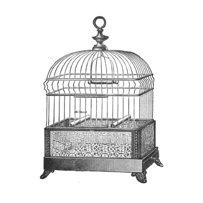 Picture of ETCHINGS: BIRDCAGE - GABLE TOP, FILIGREE BASE.