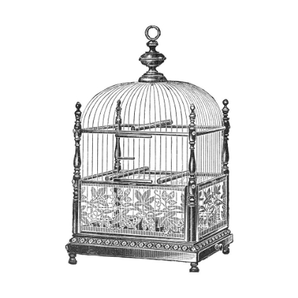 Picture of ETCHINGS: BIRDCAGE - DOME TOP, SPINDLE CORNERS, VINE DETAIL BASE.