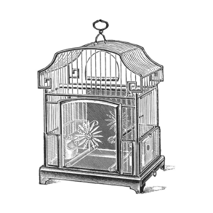 Picture of ETCHINGS: BIRDCAGE - GABLE TOP, DAISY BASE.