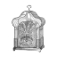 Picture of ETCHINGS: BIRDCAGE - PALMATE TOP, FORGET-ME-NOT DETAIL.