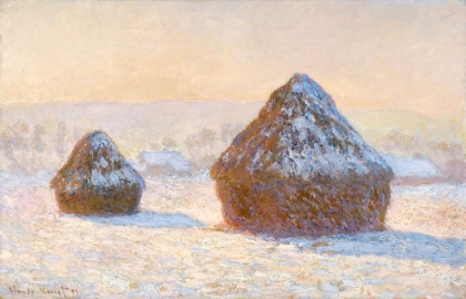 Picture of WHEATSTACKS, SNOW EFFECT, MORNING (MEULES, EFFET DE NEIGE, LE MATIN)