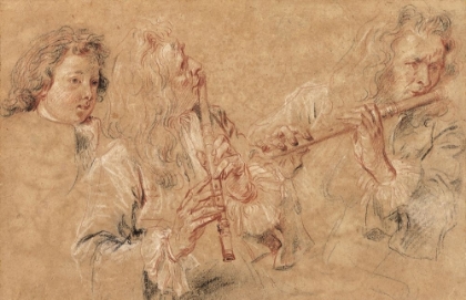 Picture of TWO STUDIES OF A FLUTIST AND A STUDY OF THE HEAD OF A BOY