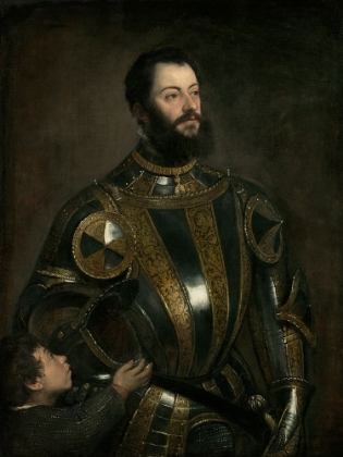 Picture of PORTRAIT OF ALFONSO DAVALOS, MARCHESE DEL VASTO, IN ARMOR WITH A PAGE