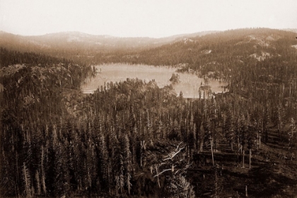 Picture of DAMS AND LAKE, NEVADA COUNTY, CALIFORNIA, DISTANT VIEW, ABOUT 1871