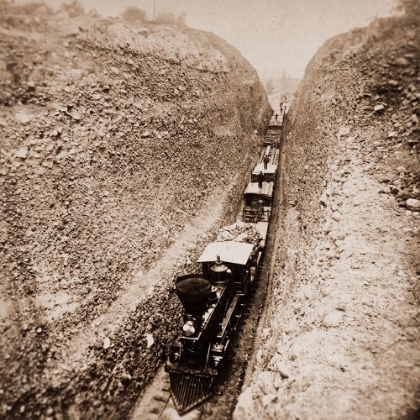 Picture of BLOOMER CUT NEAR AUBURN, CALIFORNIA, 800 FEET LONG AND 63 FEET HIGH, 1866-1869