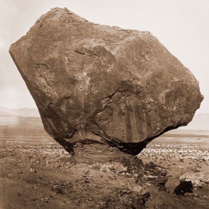 Picture of PERCHED ROCK, ROCKER CREEK, ARIZONA, WITH SITTING MAN, 1872