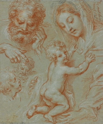 Picture of STUDIES OF THE MADONNA AND CHILD AND OF HEADS (RECTO); MADONNA AND CHILD WITH SAINT JOHN SEATED IN A