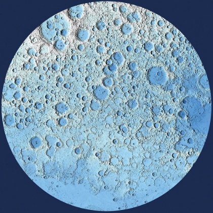 Picture of UNMARKED DECORATIVE TOPOGRAPHIC MAP OF THE MOON, NORTH POLE