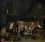 Picture of A MAID MILKING A COW IN A BARN