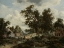 Picture of A WOODED LANDSCAPE WITH TRAVELERS ON A PATH THROUGH A HAMLET