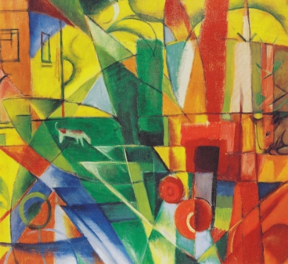 Picture of LANDSCAPE WITH HOUSE, DOG AND CATTLE, 1914