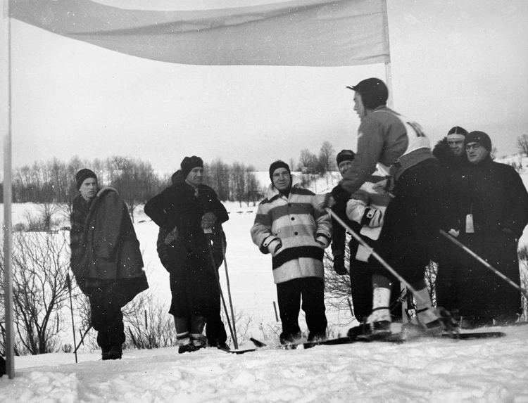 Picture of FINISH OF DOWNHILL SKI RACE - HANOVER, NEW HAMPSHIRE, 1936