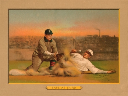 Picture of SAFE AT THIRD, BASEBALL CARD
