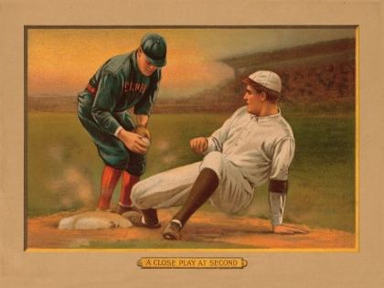Picture of A CLOSE PLAY AT SECOND, BASEBALL CARD