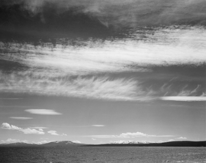 Picture of LAKE, NARROW STRIP OF MOUNTAINS, LOW HORIZON, YELLOWSTONE LAKE, YELLOWSTONE NATIONAL PARK, WYOMING, 