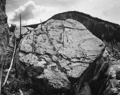 Picture of BOULDER WITH HILL IN BACKGROUND, ROCKS AT SILVER GATE, YELLOWSTONE NATIONAL PARK, WYOMING, CA. 1941-