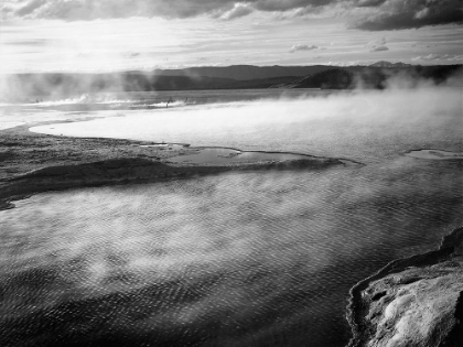 Picture of STEAMING POOL IN FOREGROUND, HIGH HORIZON, FOUNTAIN GEYSER POOL, YELLOWSTONE NATIONAL PARK, WYOMING,