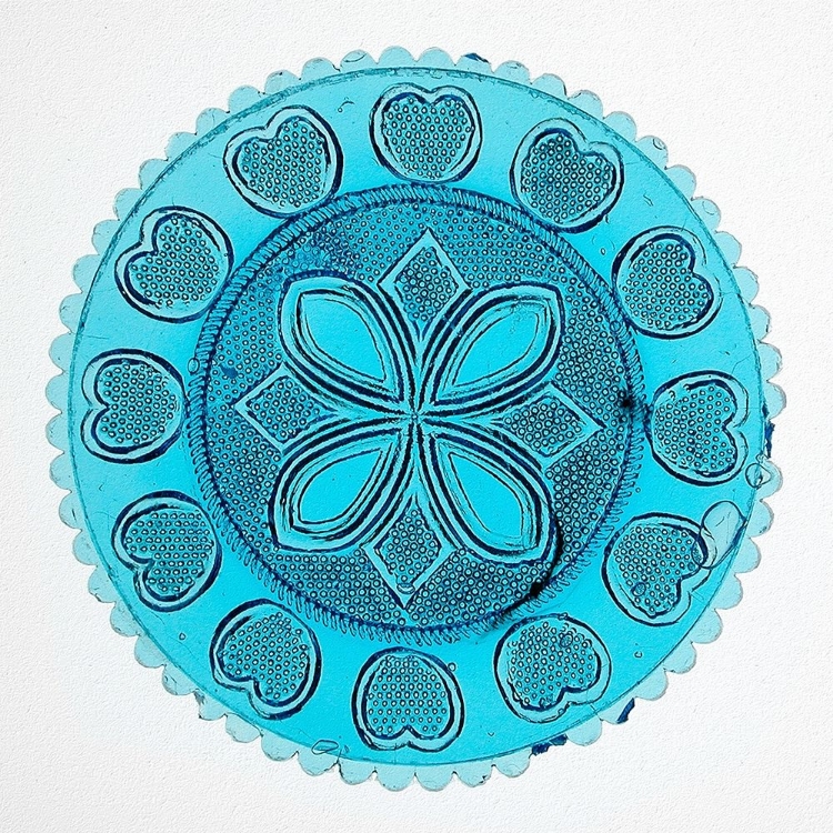 Picture of BLUE PRESSED GLASS PLATE