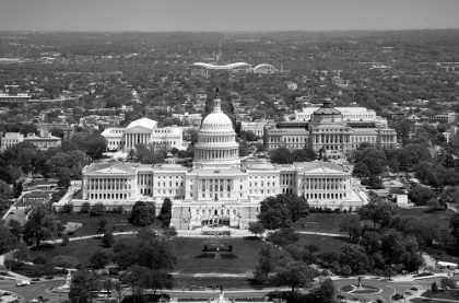 Picture of AERIAL VIEW, UNITED STATES CAPITOL BUILDING, WASHINGTON, D.C. - BLACK AND WHITE VARIANT