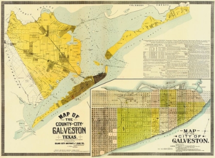 Picture of MAP OF THE COUNTY AND CITY OF GALVESTON, TEXAS, 1891