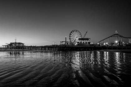 Picture of SANTA MONICA PIER AT SUNSET CALIFORNIA BLACK AND WHITE