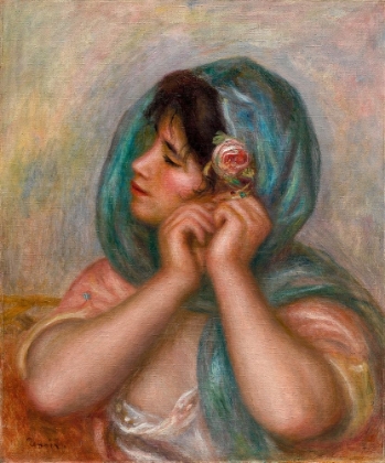 Picture of YOUNG WOMAN ARRANGING HER EARRING