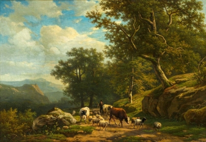 Picture of LANDSCAPE WITH A PEASANT AND HIS FLOCK