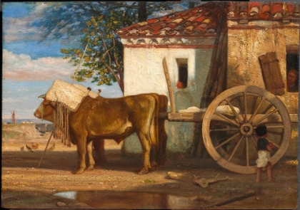 Picture of OXEN BEFORE A FARMHOUSE AT LE VERRIER