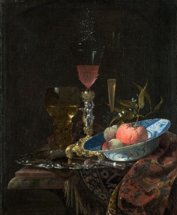 Picture of WINEGLASS AND A BOWL OF FRUIT