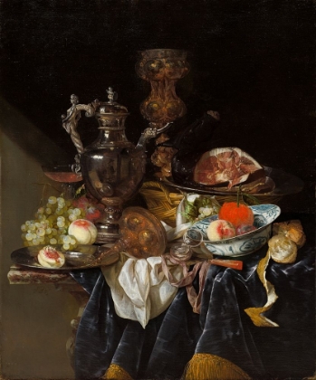 Picture of SILVER WINE JUG, HAM, AND FRUIT