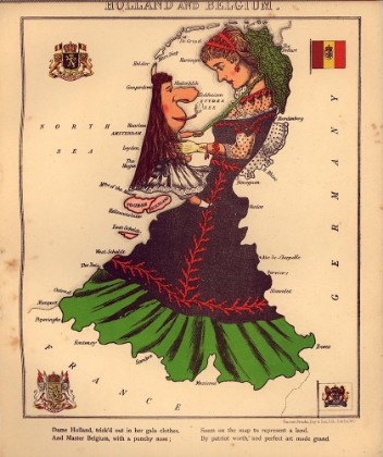 Picture of ANTHROPOMORPHIC MAP OF HOLLAND AND BELGIUM