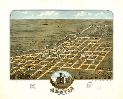 Picture of BIRDS EYE VIEW OF AUSTIN-MOWER COUNTY-MINNESOTA 1870