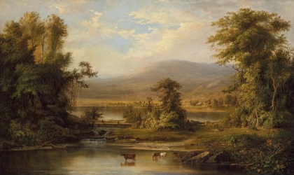 Picture of LANDSCAPE WITH COWS WATERING IN A STREAM