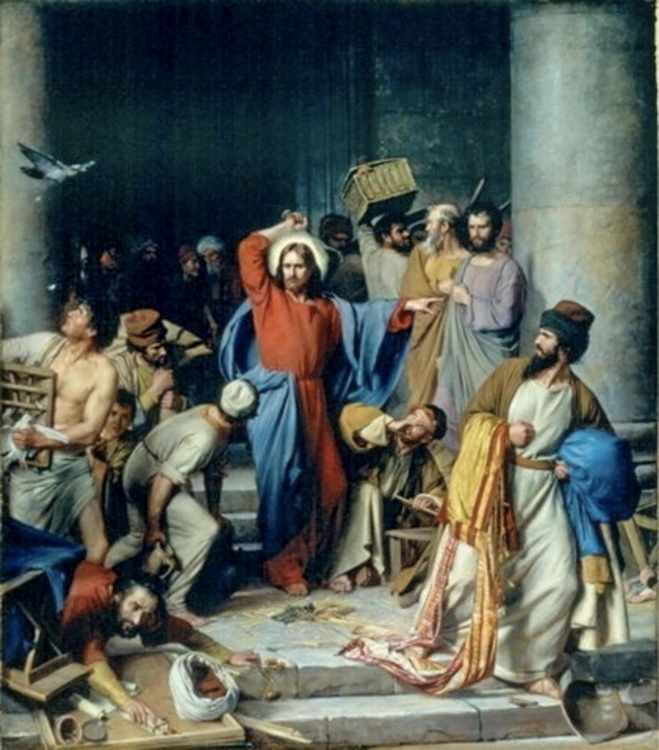 Picture of JESUS CASTING OUT THE MONEY CHANGERS AT THE TEMPLE