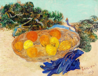 Picture of STILL LIFE OF ORANGES AND LEMONS WITH BLUE GLOVES (1889)