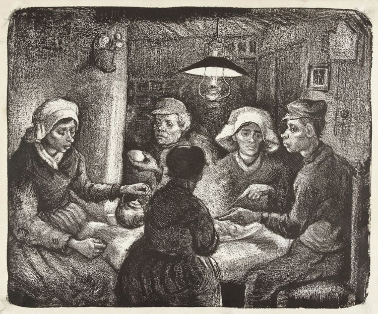 Picture of COMPOSITION LITHOGRAPH OF THE POTATO EATERS (DE AARDAPPELETERS, 1885)
